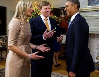 The charming Queen of the Netherlands, Obama laughed to "seeing teeth but not seeing eyes".jpg