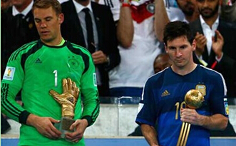 梅西获世界杯金球奖 足坛个人荣誉大满贯