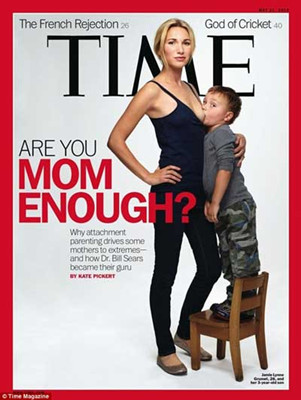 The cover of Time is the cover photo of this week's Time magazine for a three-year-old boy's breastfeeding photos..jpg