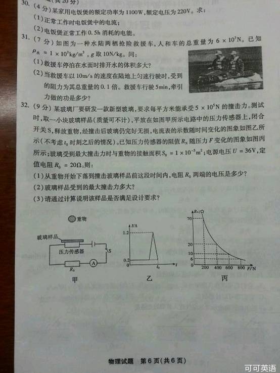 2014年福建省莆田市中考物理真题试卷附答案(扫描版)