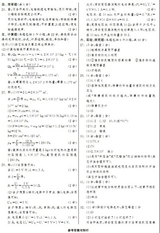 2013年辽宁省盘锦市中考物理真题试卷附答案(扫描版)