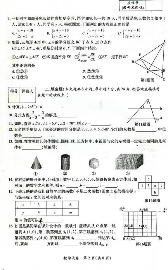 2013年辽宁省朝阳市中考数学真题(扫描版)