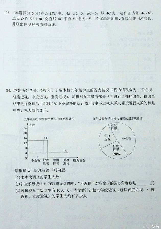 2014年黑龙江省牡丹江中考数学真题试卷附答案(扫描版)