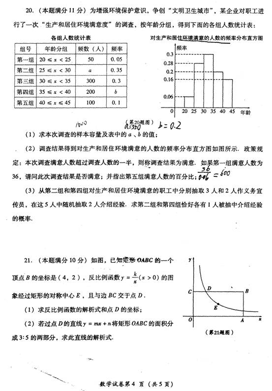 2014年四川省德阳市中考数学真题试卷(扫描版)