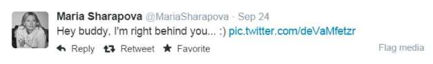 Sharapova met a fan in the front row of the plane and tweeted: Hey, man, I'm behind you! .jpg