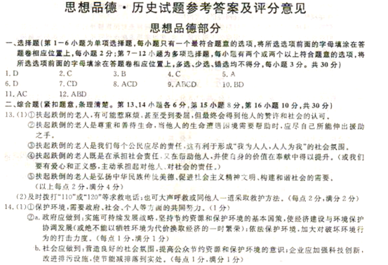 2014年江西抚州中考政治真题附答案(扫描版)