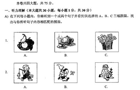 2012年天津市中考英语真题试卷附答案