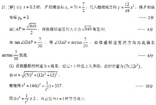 2012年高考数学真题附解析(上海卷+文科)