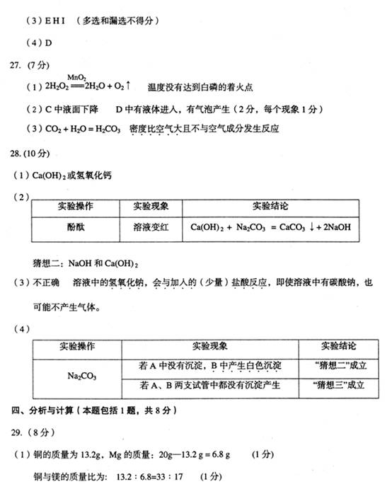 2013年省莱芜市中考化学真题试卷附答案(扫描版)