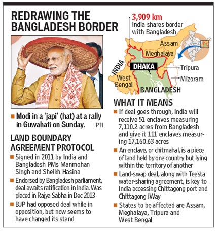 Indian Prime Minister Modi: Will exchange land with Dhaka to prevent illegal immigration.jpg