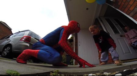 Father’s love and father turned into Spider-Man to amuse a child suffering from cancer.jpg
