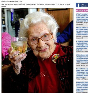 The secret to longevity of a hundred-year-old lady, smoking 15 cigarettes a day and drinking whiskey.jpg