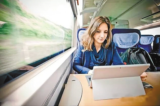 German female college students make their homes on the train.jpg