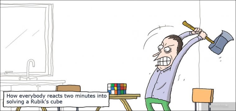 Bilingual joke Issue 173: Solving the Rubik's Cube in two minutes.jpg
