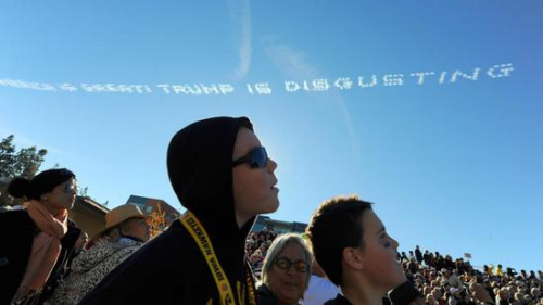 A few words floated in the sky: Trump is disgusting! .jpg