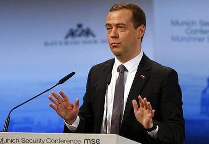 Russian Prime Minister Dmitry Medvedev warned that the world is in a "new cold war".jpg