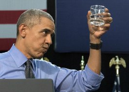 Responding to the Flint water pollution crisis, President Obama tested the water by himself.jpg