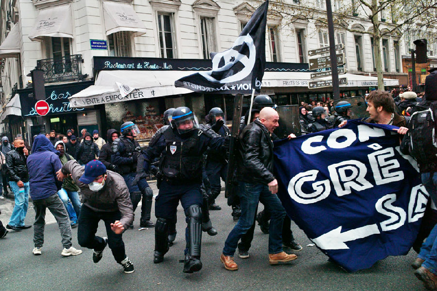 French anti-labor reform demonstrations have led to police-civilian conflicts.jpg