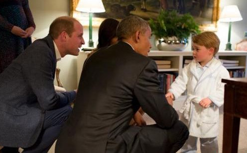 乔治小王子会见奥巴马不知所措?