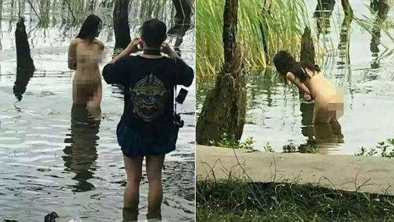 Nude photos taken by a woman in Erhai Lake in Dali claiming to be artistic creation.jpg