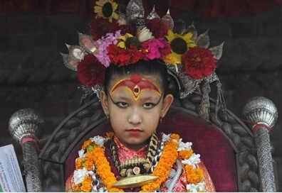 A 7-year-old girl from Nepal was elected as a living goddess.jpg