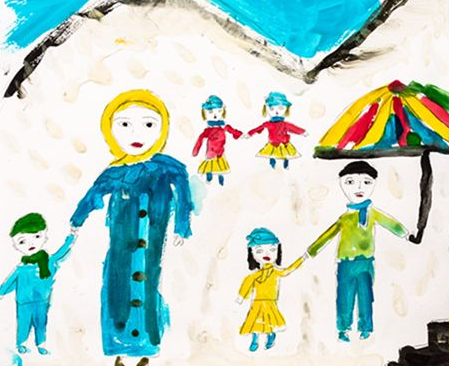 叙利亚战中儿童绘画作品在上海展出