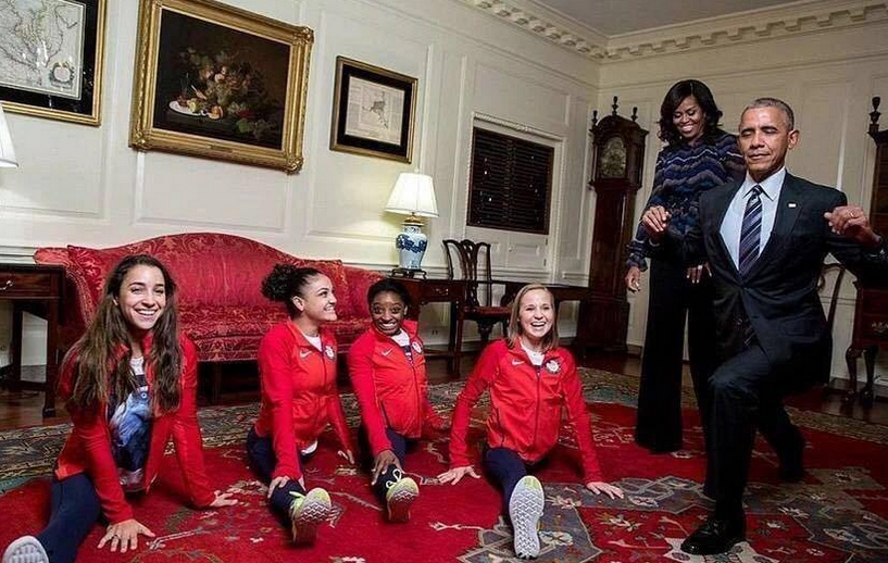 Obama received the Olympic delegation with a weird look and tried to split .jpg