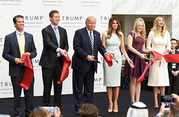 Trump cut the ribbon to canvass for his new hotel platform.jpg