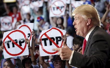 特朗普上任首日美国将退TPP 中国或成最大赢