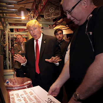 Wearing an orange wig, he mocked Trump with a parody .jpg