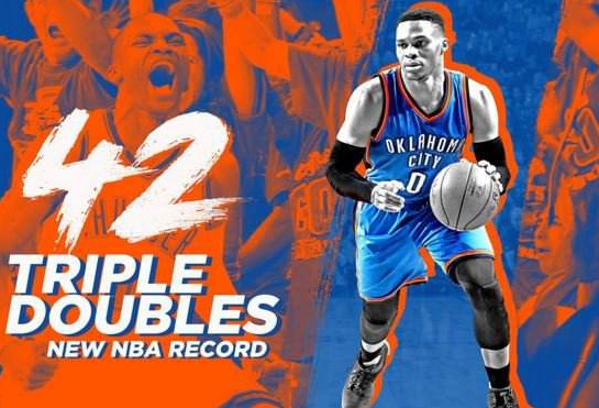 Unparalleled in history! Westbrook broke the record for the 42nd triple-double of the season! .jpg