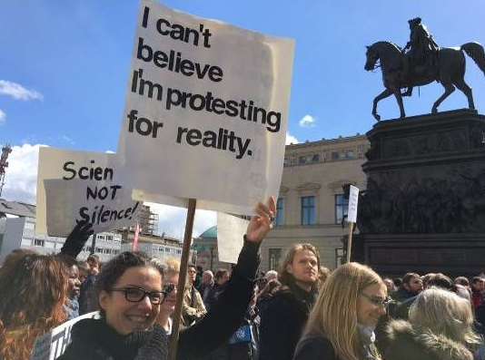 Thousands of people staged a scientific march in Washington to protest against political interference.jpg