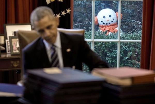 Obama and snowman