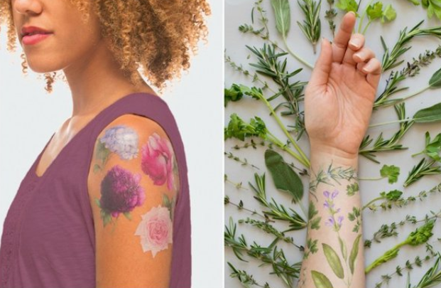 Beautiful and realistic floral and plant tattoo stickers can even be written on the body! .jpg