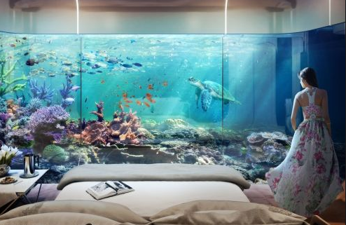 Floating villas made in Dubai Underwater bedrooms can enjoy the beautiful view of the sea.jpg