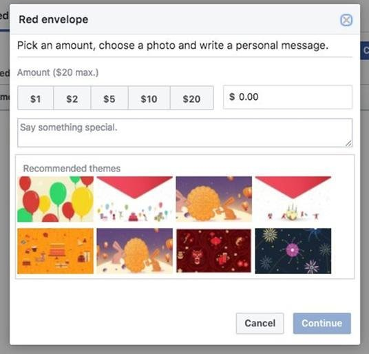 网传脸书欲增加红包功能 上限20美元