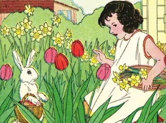 The white Easter rabbit
