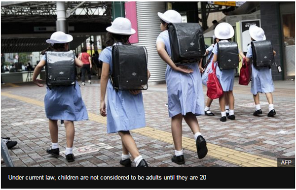 Japan will lower the age of majority to 18 years of age. Women’s legal age for marriage will be increased by .jpg