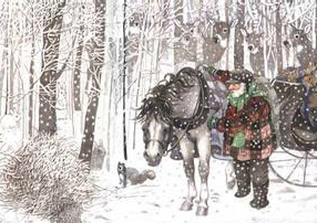 雪夜林边驻马