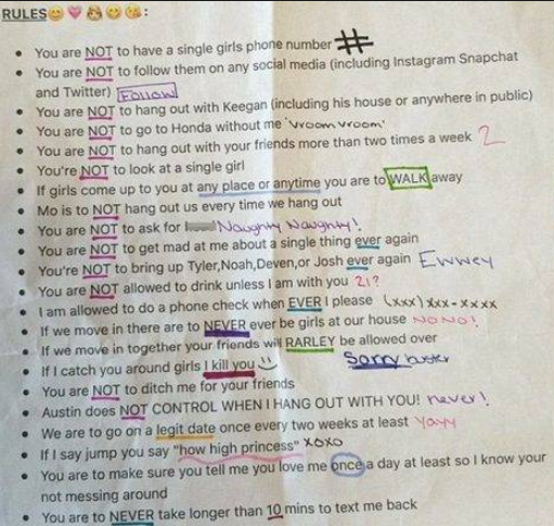 Be careful! A woman in the United States enacted 22 rules for her boyfriend.jpg