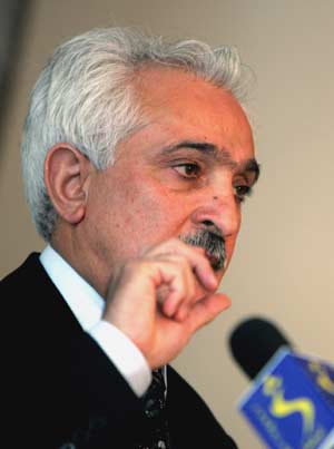 Afghan Foreign Minister Rangin Dadfar Spanta speaks during a press conference in Kabul, capital of Afghanistan, May 20, 2008. Spanta expressed concern over reported talks and a possible peace deal between Pakistani government and militants on Tuesday.